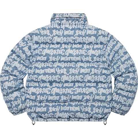 Supreme Fat Tip Jacquard Denim Puffer Jacket - Blue
