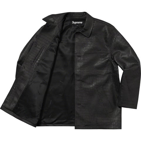 【希少】SUPREME 22ss Faux Croc Car Coat BLK Supreme Faux Croc Car Coat Black Men's - SS22 - US