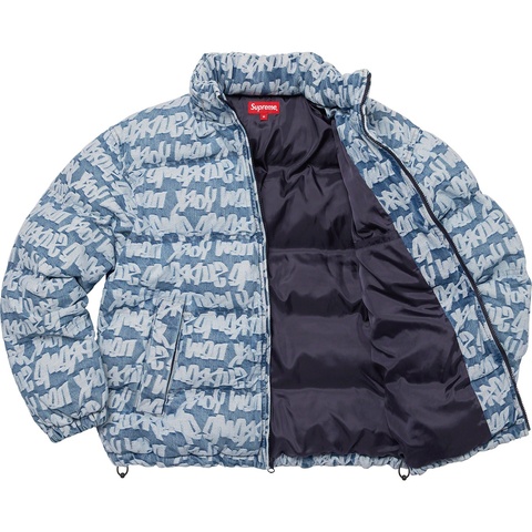 Supreme Fat Tip Jacquard Denim Puffer Jacket - Blue