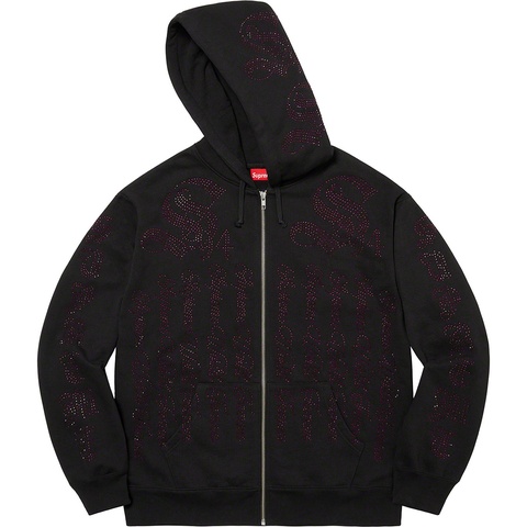 Supreme Rhinestone Zip Up Hooded Sweatshirt - Black