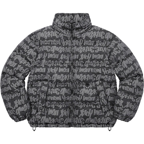 Supreme Fat Tip Jacquard Denim Puffer Jacket - Black