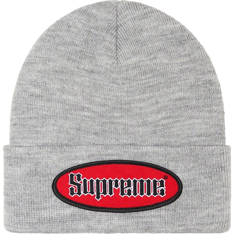 Supreme Oval Patch Beanie - Heather Grey