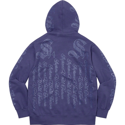 Rhinestone Zip Up Hooded Sweatshirt - Supreme