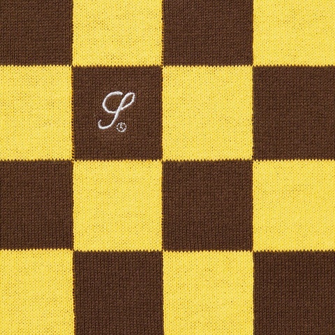 Supreme Checkerboard Zip Polo - Yellow