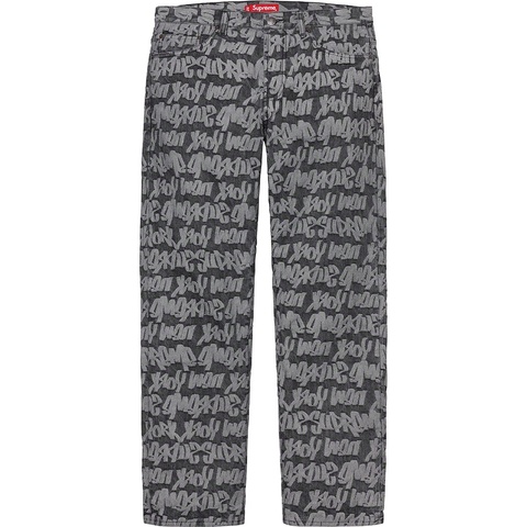 Supreme Fat Tip Jacquard Regular Jean - Black