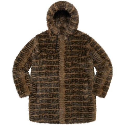 Supreme Faux Fur Hooded Coat - Brown
