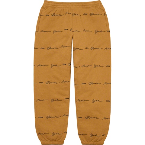 Supreme Script Stripe Sweatpant - Dark Mustard