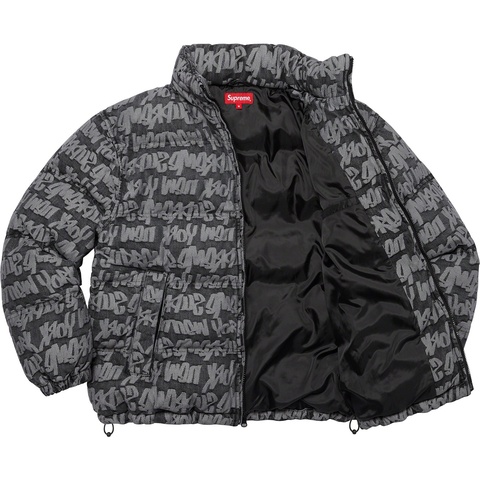 Supreme Fat Tip Jacquard Denim Puffer Jacket - Black