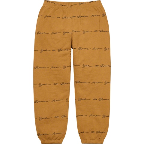 Supreme Script Stripe Sweatpant - Dark Mustard