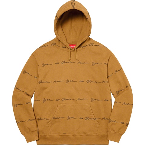 Supreme Script Stripe Hooded Sweatshirt - Dark Mustard