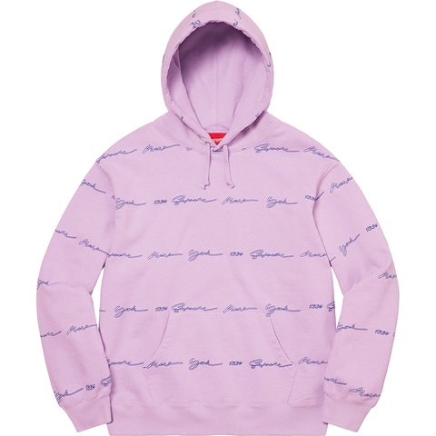 Supreme Script Stripe Hooded Sweatshirt - Pale Purple