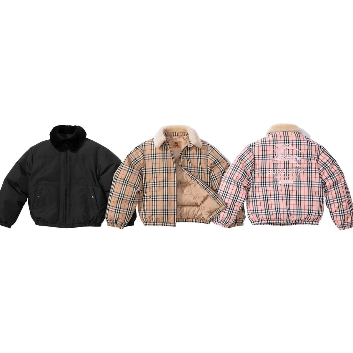 Supreme®/Burberry®Shearling Collar Down Puffer Jacket