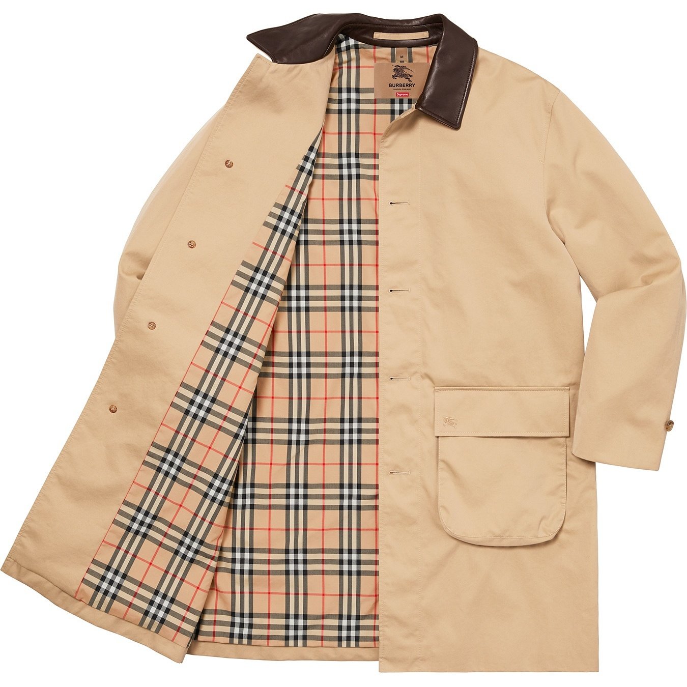 Supreme Supreme Burberry Leather Collar Trench (SS22) - Beige - $998