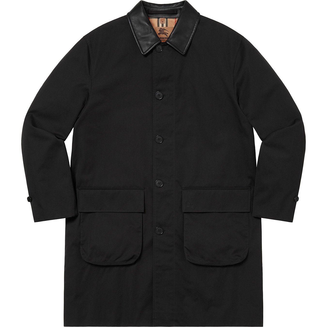 Supreme Supreme Burberry Leather Collar Trench (SS22) - Black - $998