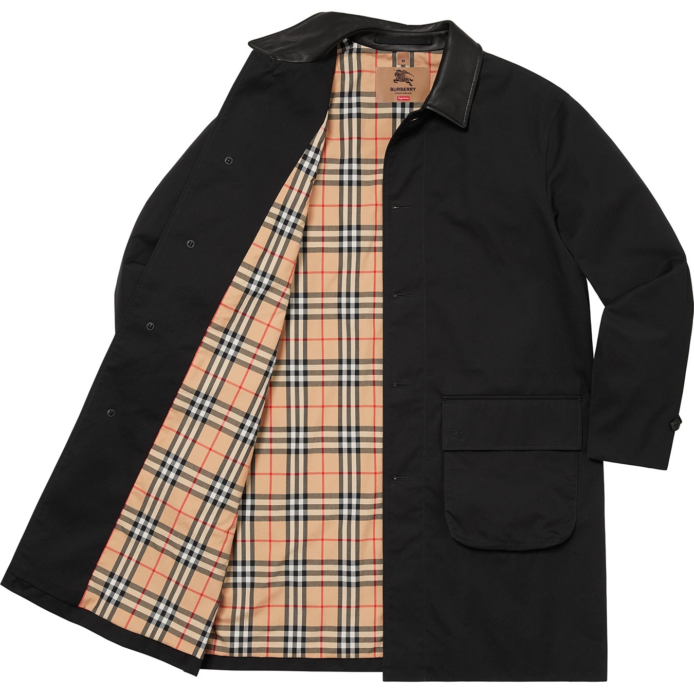 Supreme Supreme Burberry Leather Collar Trench (SS22) - Black - $998