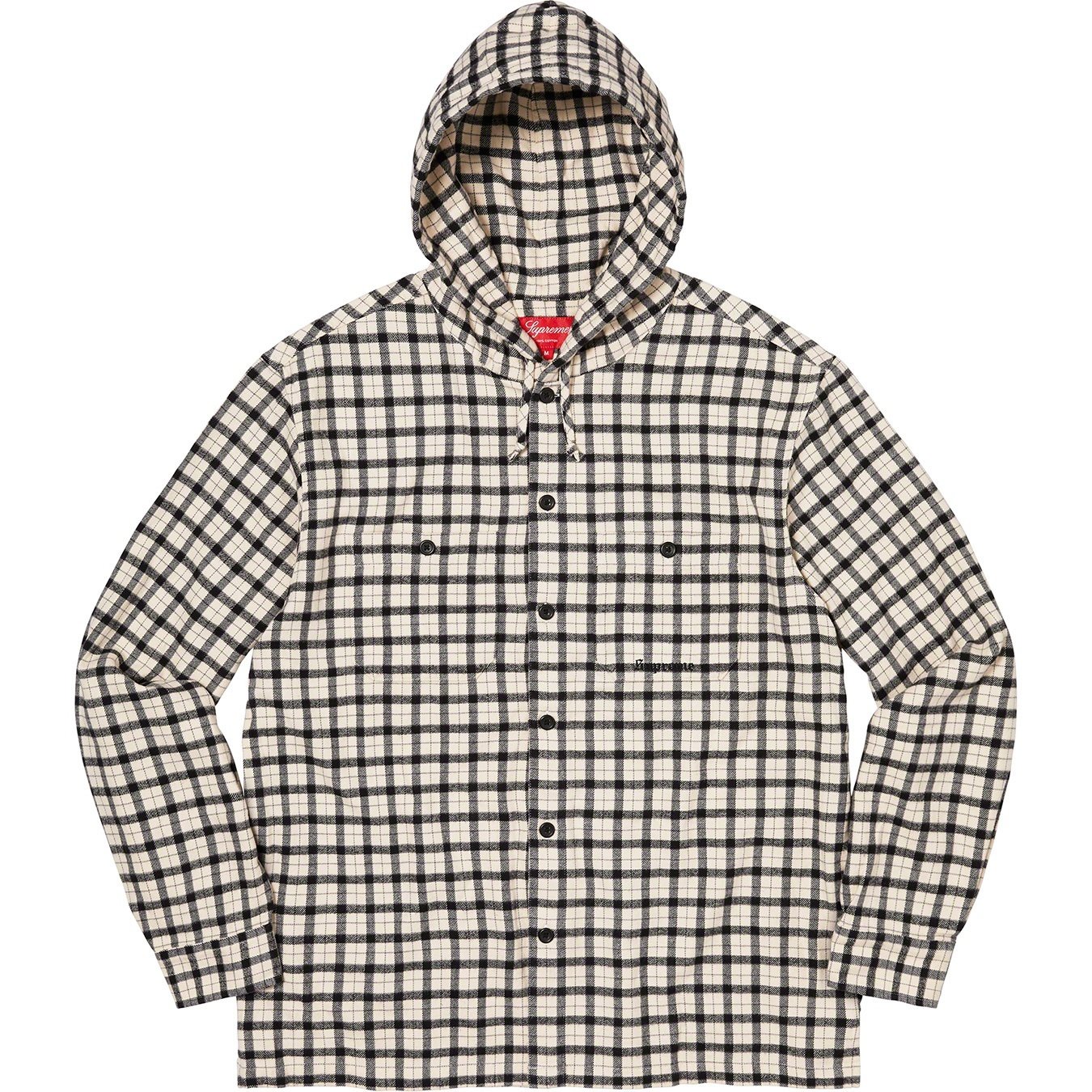 Supreme Mini Plaid Hooded Shirt (SS22) - White - $138