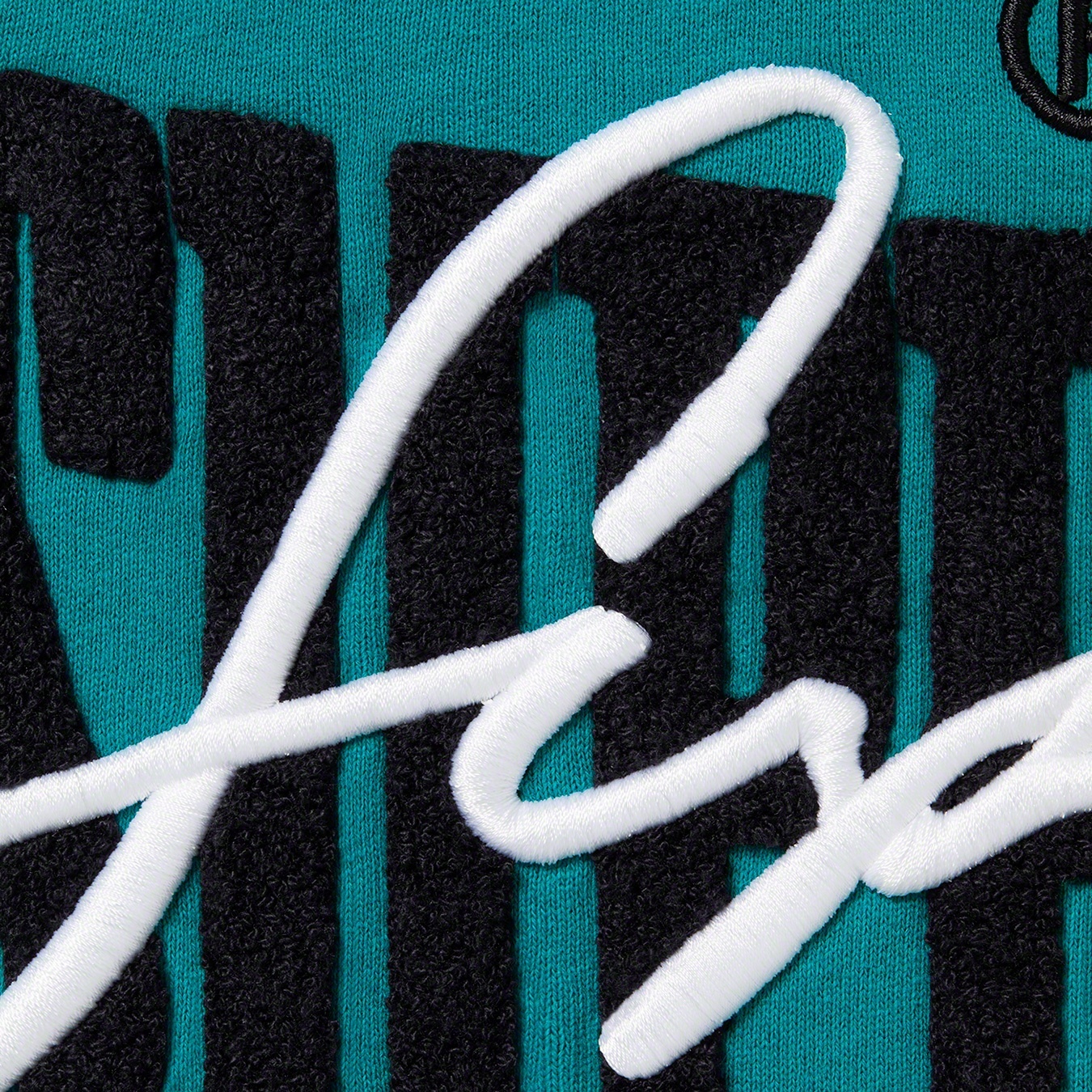 Supreme Embroidered Chenille Hooded Sweatshirt (SS22) - Dark Teal - $168