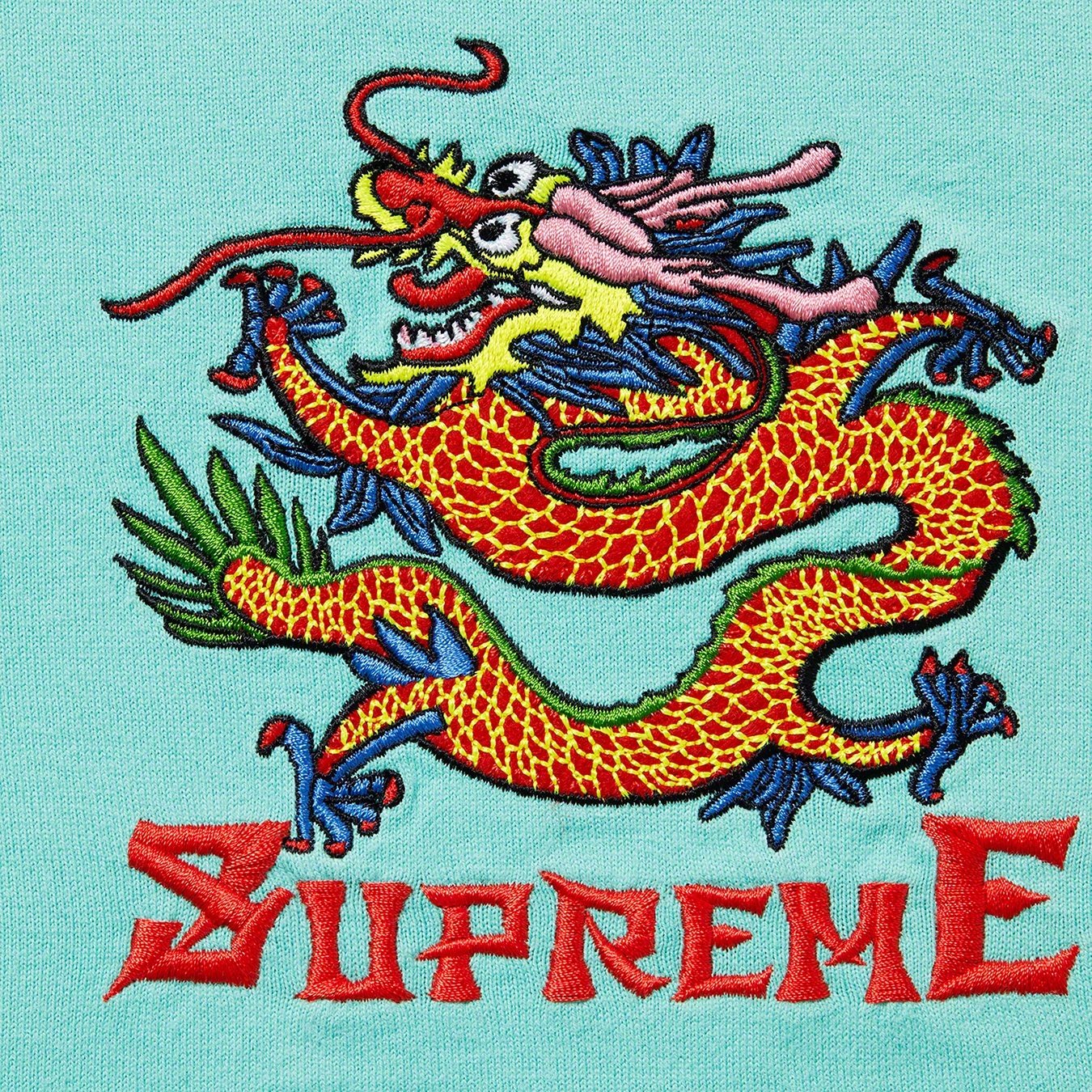 Supreme Dragon Hooded L S Top (SS22) - Dusty Aqua - $88