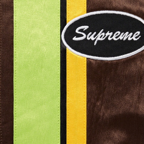 Supreme Satin Zip Up S/S Work Shirt - Brown