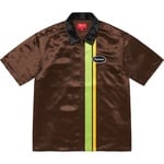 Supreme Satin Zip Up S S Work Shirt (SS22) - Brown