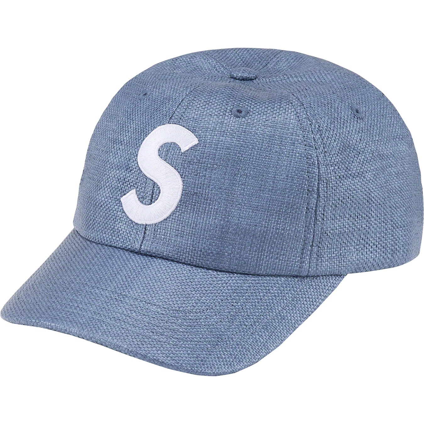 Supreme Raffia S Logo 6-Panel (SS22) - Navy - $58