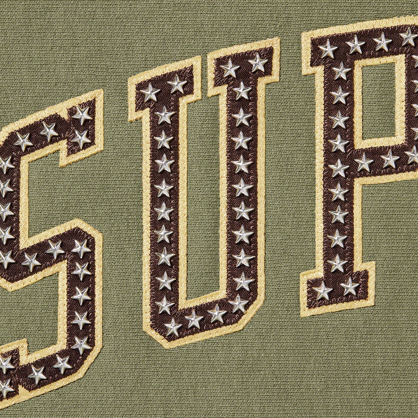 Supreme Stars Arc Hooded Sweatshirt (SS22) - Light Olive - $168