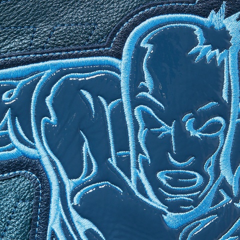 Supreme Silver Surfer Leather Varsity Jacket - Blue