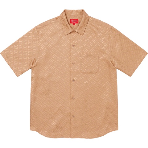 Supreme Tonal Monogram Silk S/S Shirt - Tan