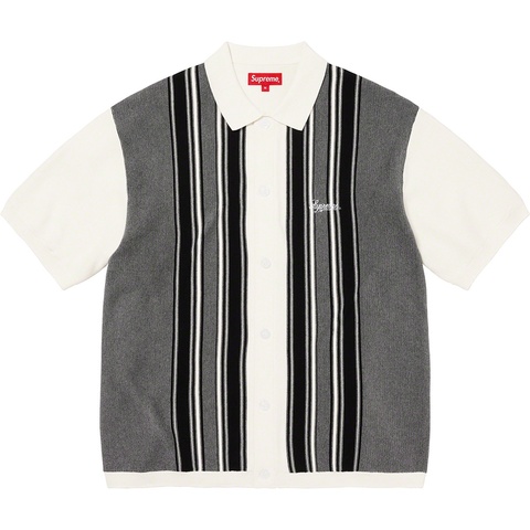 Supreme Stripe Button Up Polo - White