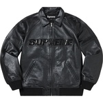 Supreme Silver Surfer Leather Varsity Jacket (SS22) - Black