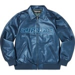 Supreme Silver Surfer Leather Varsity Jacket (SS22) - Blue