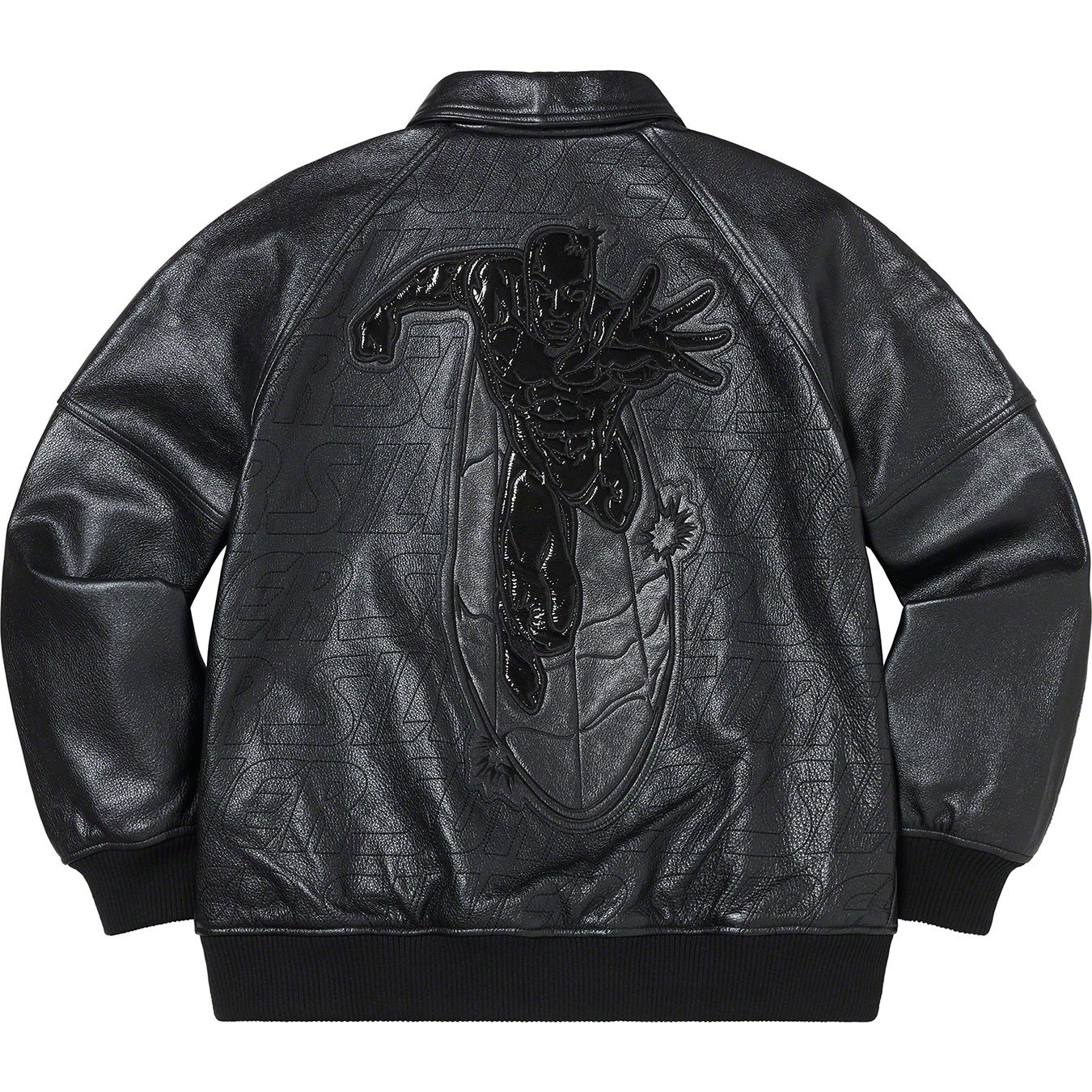 Supreme Silver Surfer Leather Varsity Jacket (SS22) - Black - $798
