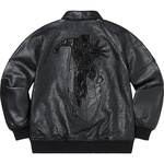 Supreme Silver Surfer Leather Varsity Jacket (SS22) - Black
