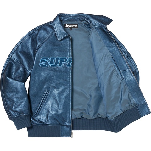 Silver Surfer Leather Varsity Jacket - Supreme