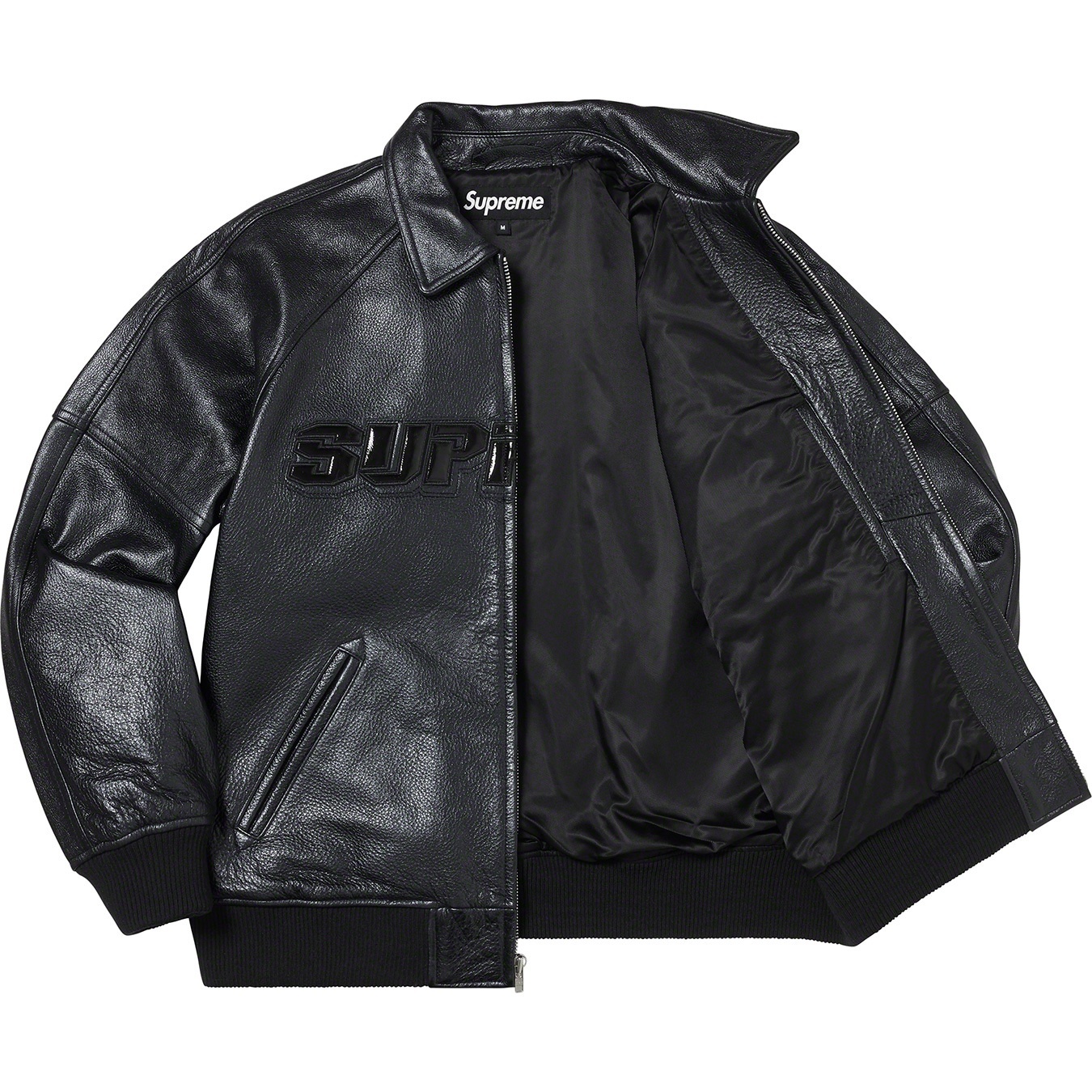 Supreme Silver Surfer Leather Varsity Jacket (SS22) - Black - $798