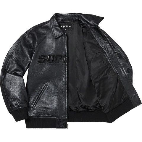 Supreme Silver Surfer Leather Varsity Jacket - Black