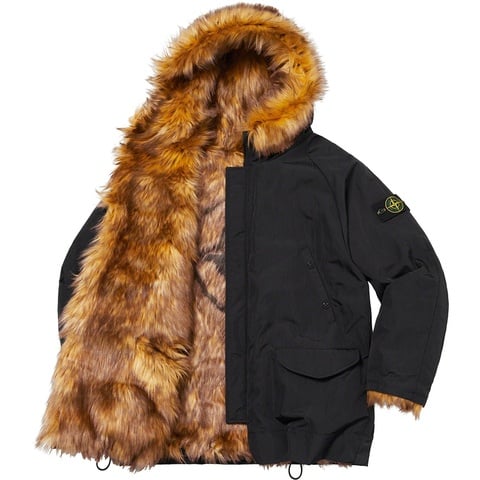 Supreme Supreme®/Stone Island® Formula Steel Reversible Faux Fur Parka - Black