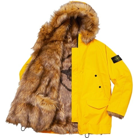 Supreme Supreme®/Stone Island® Formula Steel Reversible Faux Fur Parka - Yellow