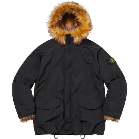 Supreme Supreme®/Stone Island® Formula Steel Reversible Faux Fur Parka - Black