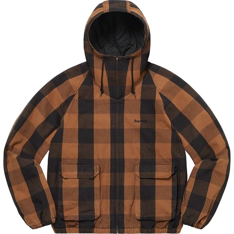 Supreme Cotton Hooded Jacket - Brown Plaid