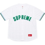 Supreme Rhinestone Stripe Baseball Jersey (SS22) - White