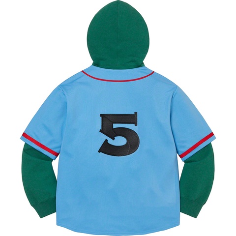 Supreme Baseball Jersey Hooded Sweatshirt - Light Blue