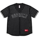 Supreme Rhinestone Stripe Baseball Jersey (SS22) - Black