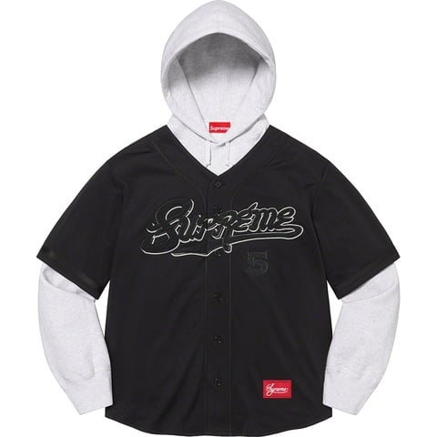 Supreme Baseball Jersey Hooded Sweatshirt - Black