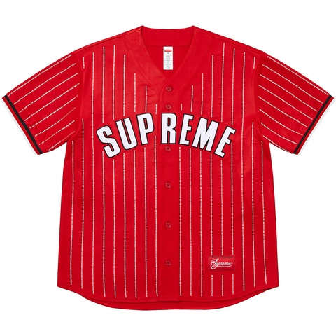 Rhinestone Stripe Baseball Jersey - Supreme