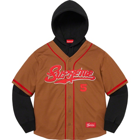 Supreme Baseball Jersey Hooded Sweatshirt - Brown