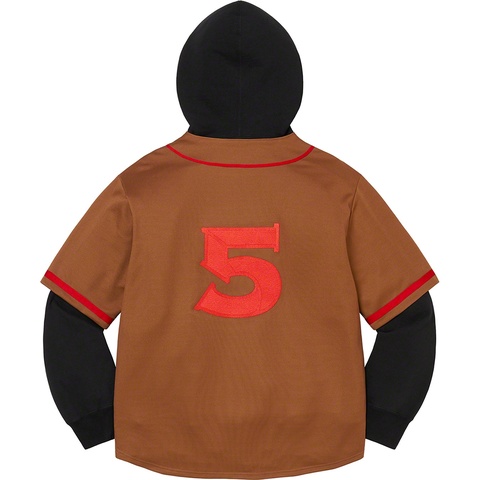 Supreme Baseball Jersey Hooded Sweatshirt - Brown