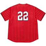 Supreme Rhinestone Stripe Baseball Jersey (SS22) - Red