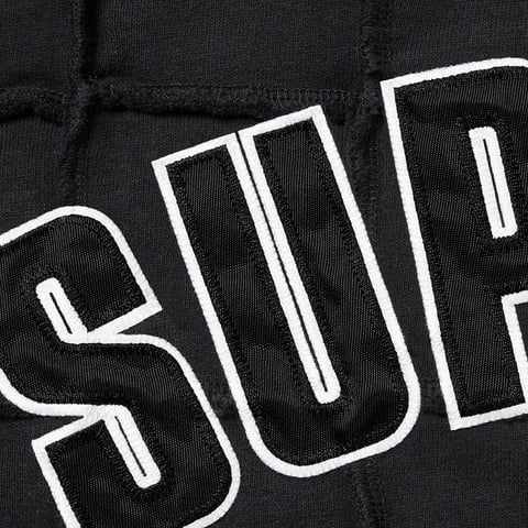 Supreme Reverse Patchwork Zip Up Hooded Sweatshirt - Black