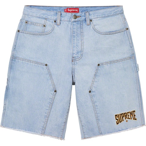 Supreme Cutoff Double Knee Denim Painter Short - Washed Blue